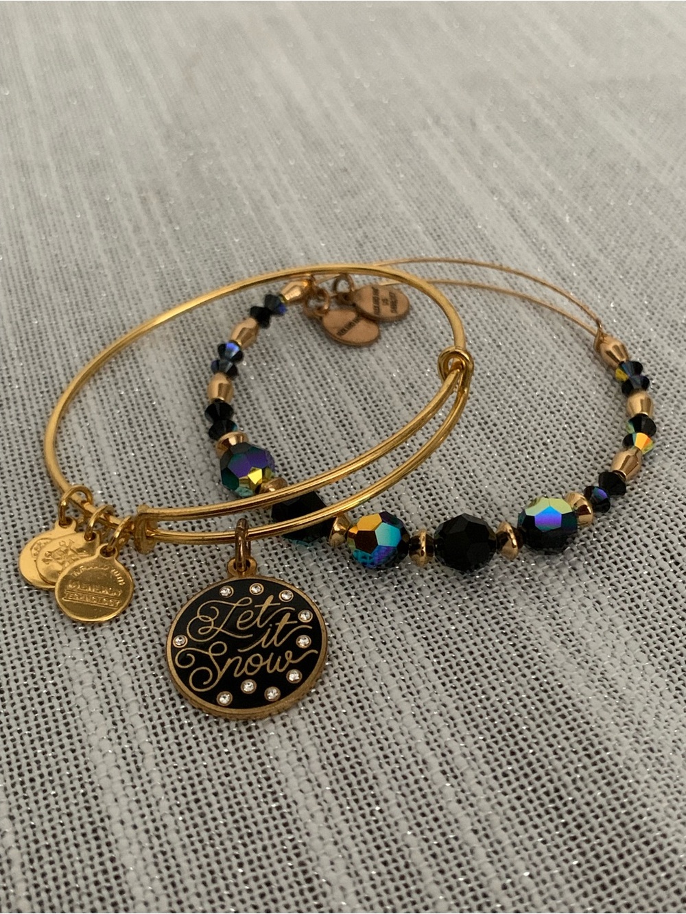 Alex and Ani Let it Snow Yellow Gold Bangle Charm Bracelets